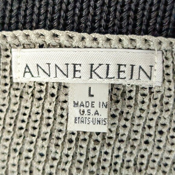 VTG 00s Y2K Anne Klein Gray Knit V-Neck Long-Sleeve Button-Up Relaxed Cardigan - Picture 6 of 7